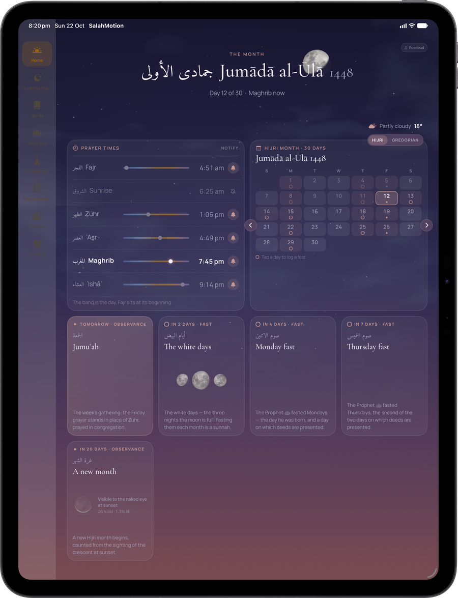 The iPad at Maghrib: Jumādā al-Ūlā 1448, the Moon, the Hijri calendar and the days that matter.